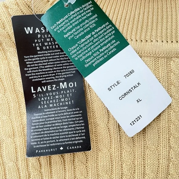 Parkhurst 100% Cotton Turtleneck Sweater, Cornstalk Yellow, Women’s XL - Picture 9 of 9